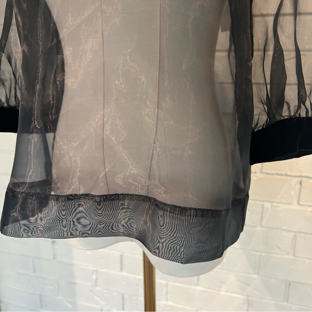 Emily McCarthy Black Puffed Sleeve Sheer Bella Top women’s M NWT - Picture 5 of 12